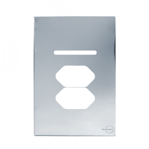 Placa p/ 1 Interruptor + Tomada Dupla 4x2 - Novara Glass Espelhada Placa p/ 1 Interruptor + Tomada Dupla 4x2 - Novara Glass Espelhada